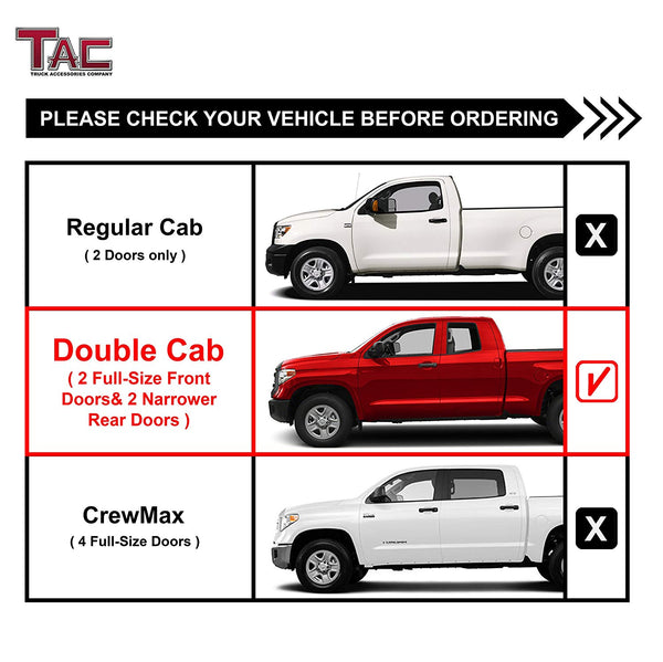 TAC Gloss Black 3" Side Steps For 2007-2021 Toyota Tundra Double Cab Truck | Running Boards | Nerf Bars | Side Bars