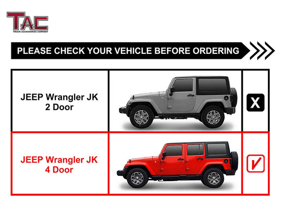 TAC 3" Gloss Black Side Steps Compatible with 2007-2018 Jeep Wrangler JK 4 Door (Exclude 2018 Wrangler JL Models) | Running Boards| Side Bars| Step Rails| Nerf Bars| Rocker Slider| SUV Accessories (2 PCS)