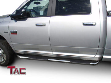 TAC 3" Stainless Steel Side Steps Compatible with 2009-2018 Ram 1500 Crew Cab| 2019-2024 Ram 1500 Classic|2010-2026 Ram 2500/3500/4500/5500 Crew Cab(Incl. Chassis Cab Diesel models) | Running Boards| Side Bars| Step Rails| Nerf Bars (2 PCS) - 0