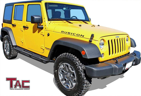 TAC Heavy Texture Black Armor Steps for 2007-2018 Jeep Wrangler JK 4 Door (Exclude 2018 Wrangler JL) | Running Boards | Nerf Bars | Side Bars