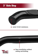 TAC 3" Gloss Black Side Steps Compatible with 2007-2018 Jeep Wrangler JK 2 Door (Exclude 2018 Wrangler JL Models)| Running Boards| Side Bars| Step Rails| Nerf Bars| Rocker Slider| SUV Accessories (2 PCS)-5