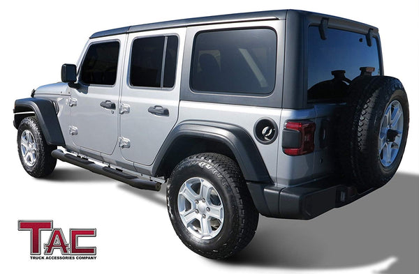 TAC Fine Texture Black 3" Side Steps For 2018-2024 Jeep Wrangler JL 4 Door SUV | Running Boards | Nerf Bars | Side Bars