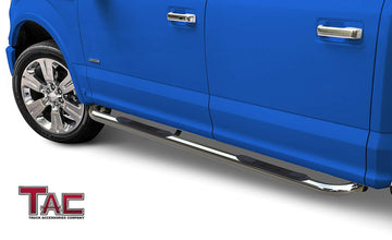 TAC 3" Stainless Steel Side Steps Compatible with 2015-2026 Ford F150 Supercrew Cab| 2022-2026 Ford F150 Lightning EV Supercrew Cab|2017-2026 F250/F350/F450/F550 Super Duty Crew Cab| Running Boards| Side Bars| Step Rails| Nerf Bars (2 PCS) - 0