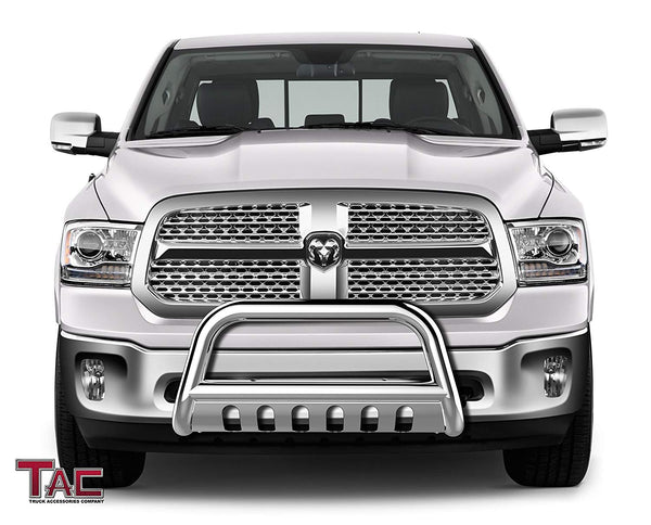 TAC Stainless Steel 3" Bull Bar For 2009-2018 Dodge RAM 1500 (Excl. Rebel & Warlock Trims / Incl. 2019-2023 RAM 1500 Classic) Truck Front Bumper Brush Grille Guard Nudge Bar