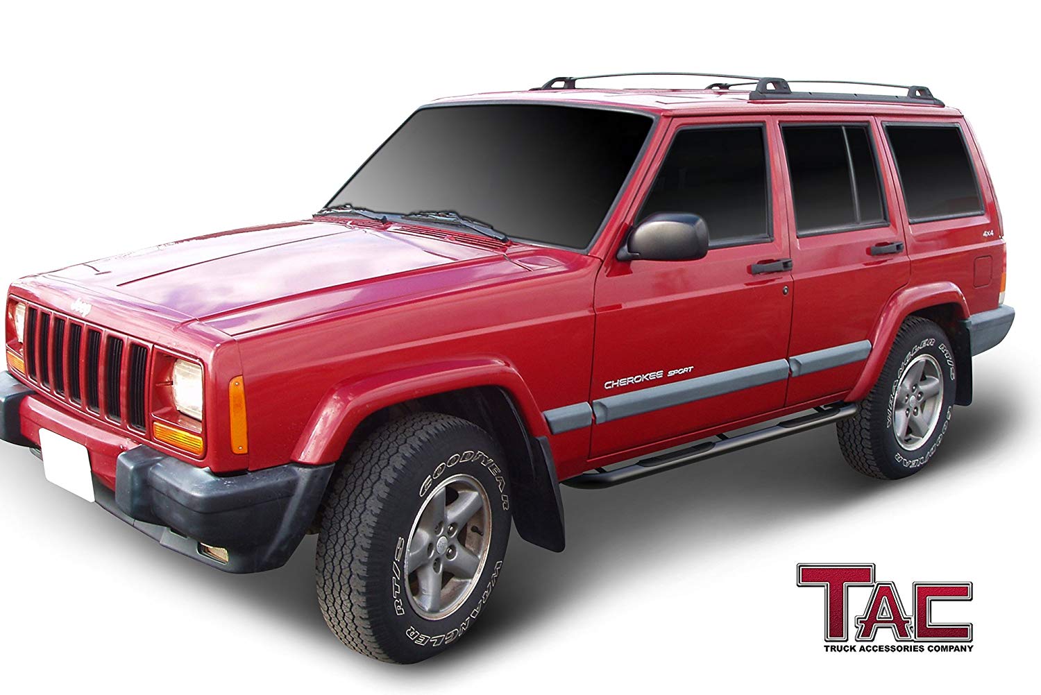 TAC 3" Gloss Black Side Steps Compatible with 1984-2000 Jeep Cherokee 4 Door| Running Boards| Side Bars| Step Rails| Nerf Bars| Rocker Slider| SUV Accessories (2 PCS)