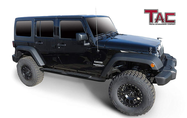 TAC Heavy Texture Black PNC Side Steps For 2007-2018 Jeep Wrangler JK 4 Door SUV (Exclude 2018 Wrangler JL Models) | Running Boards | Nerf Bars | Side Bars