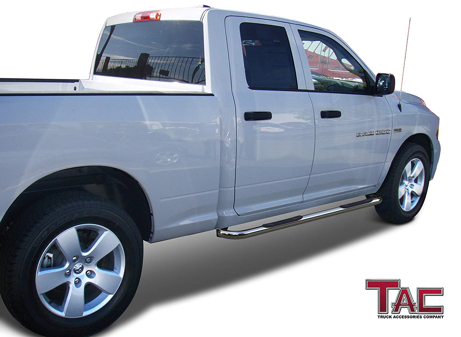 TAC 3" Stainless Steel Side Steps Compatible with 2009-2018 Ram 1500 Quad Cab| 2019-2024 Ram 1500 Classic| Running Boards| Side Bars| Step Rails| Nerf Bars| Rocker Slider| Pickup Truck Accessories (2 PCS)