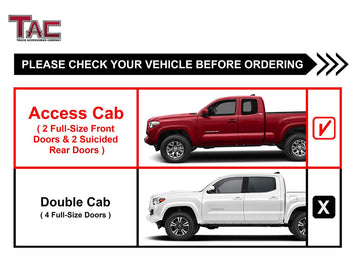 TAC Gloss Black 4" Side Steps for 2005-2023 Toyota Tacoma Access Cab Truck | Running Boards | Nerf Bars | Side Bars - 0