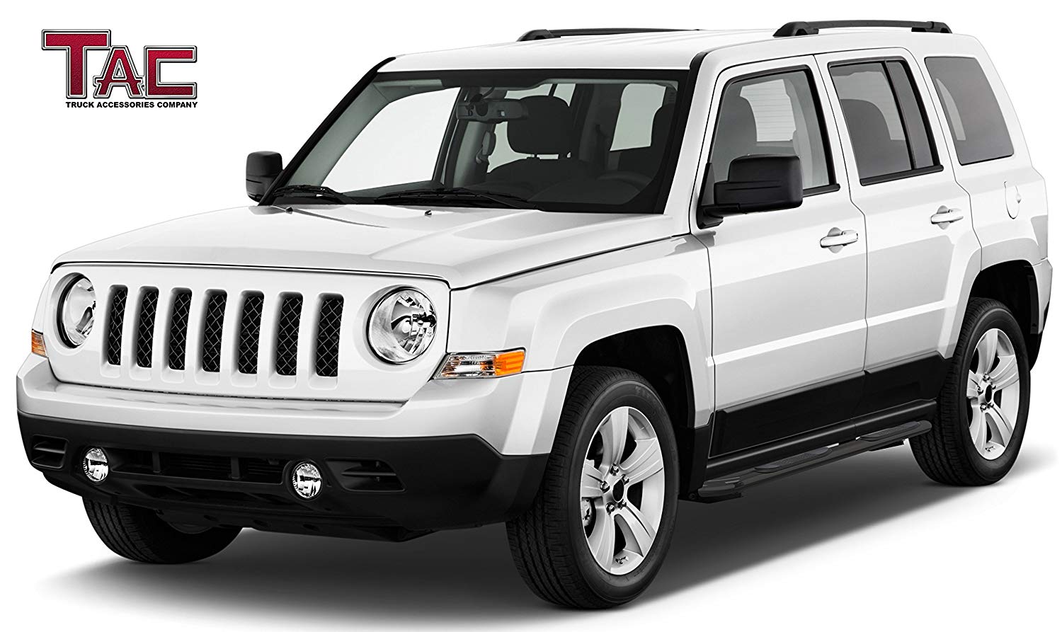 TAC 3" Gloss Black Side Steps Compatible with 2007-2015 Jeep Patriot| Running Boards| Side Bars| Step Rails| Nerf Bars| Rocker Slider| SUV Accessories (2 PCS)