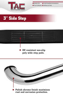 TAC 3" Stainless Steel Side Steps Compatible with 1999-2016 Ford F250/F350/F450/F550 Super Duty Regular Cab| Running Boards| Side Bars| Step Rails| Nerf Bars| Rocker Slider| Pickup Truck Accessories (2 PCS)-5