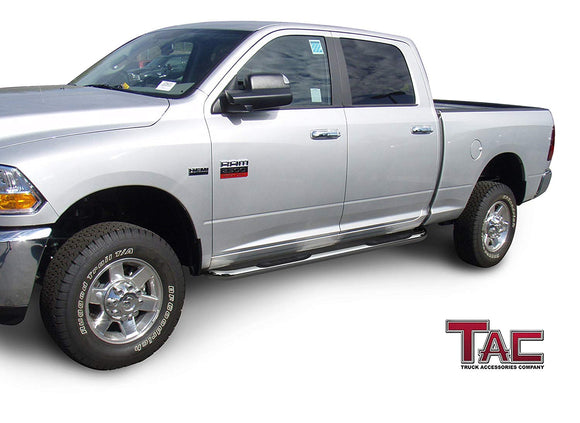 TAC 3" Stainless Steel Side Steps Compatible with 2009-2018 RAM 1500 Crew Cab (Incl. 2019-2024 Ram 1500 Classic)| 2010-2025 RAM 2500/3500/4500/5500 Crew Cab (Incl. Chassis Cab Diesel models) | Running Boards| Side Bars| Step Rails| Nerf Bars (2 PCS)