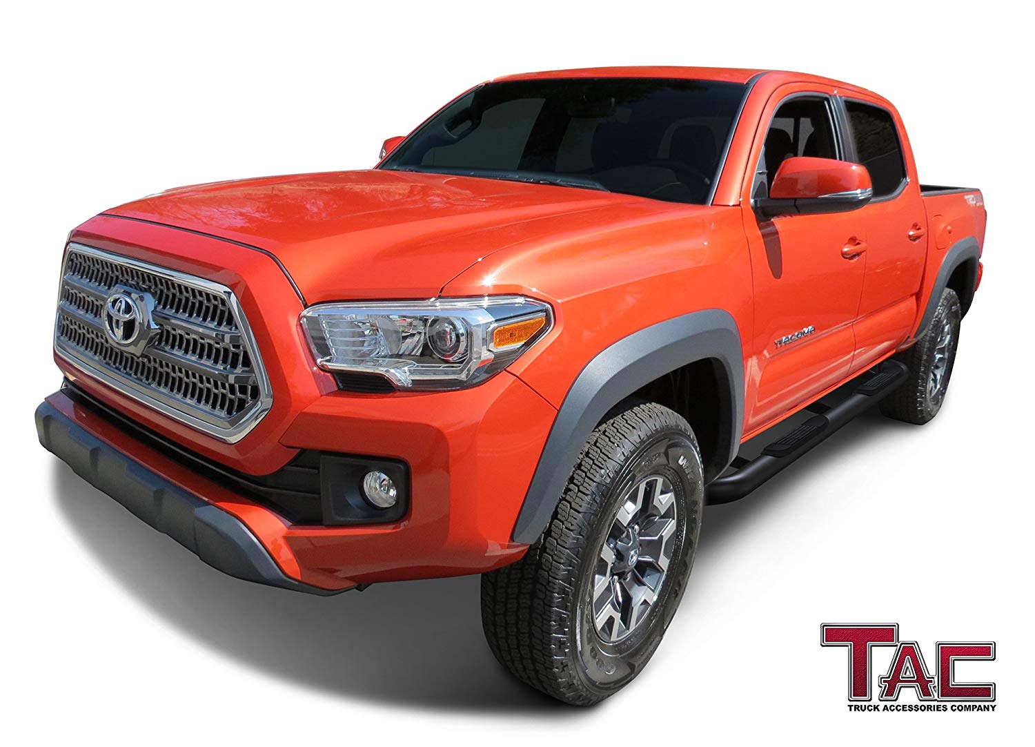 TAC 3" Gloss Black Side Steps Compatible with 2005-2023 Toyota Tacoma Double Cab| Running Boards| Side Bars| Step Rails| Nerf Bars| Rocker Slider| Pickup Truck Accessories (2 PCS)