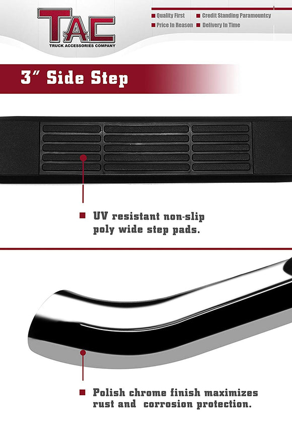 TAC 3" Stainless Steel Side Steps Compatible with 2011-2021 Grand Cherokee (Incl.22 WK & Excl. Limited X/High Altitude/Summit/SRT/SRT8/Trackhawk/Trailhawk/L model)| Running Boards| Side Bars| Step Rails| Nerf Bars| Pickup Truck Accessories (2 PCS)