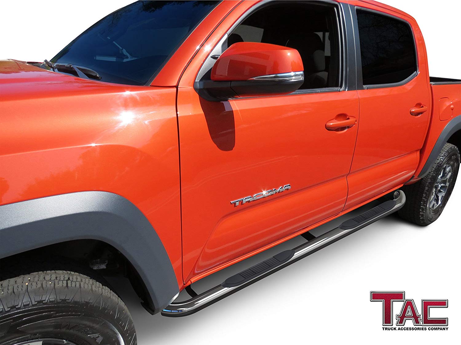 TAC 3" Stainless Steel Side Steps Compatible with 2005-2023 Toyota Tacoma Double Cab| Running Boards| Side Bars| Step Rails| Nerf Bars| Rocker Slider| Pickup Truck Accessories (2 PCS) - 0