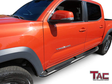 TAC 3" Stainless Steel Side Steps Compatible with 2005-2023 Toyota Tacoma Double Cab| Running Boards| Side Bars| Step Rails| Nerf Bars| Rocker Slider| Pickup Truck Accessories (2 PCS) - 0