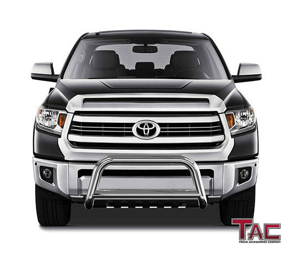 TAC Stainless Steel 3" Bull Bar For 2007-2021 Toyota Tundra Truck / 2008-2022 Toyota Sequoia SUV Front Bumper Brush Grille Guard Nudge Bar