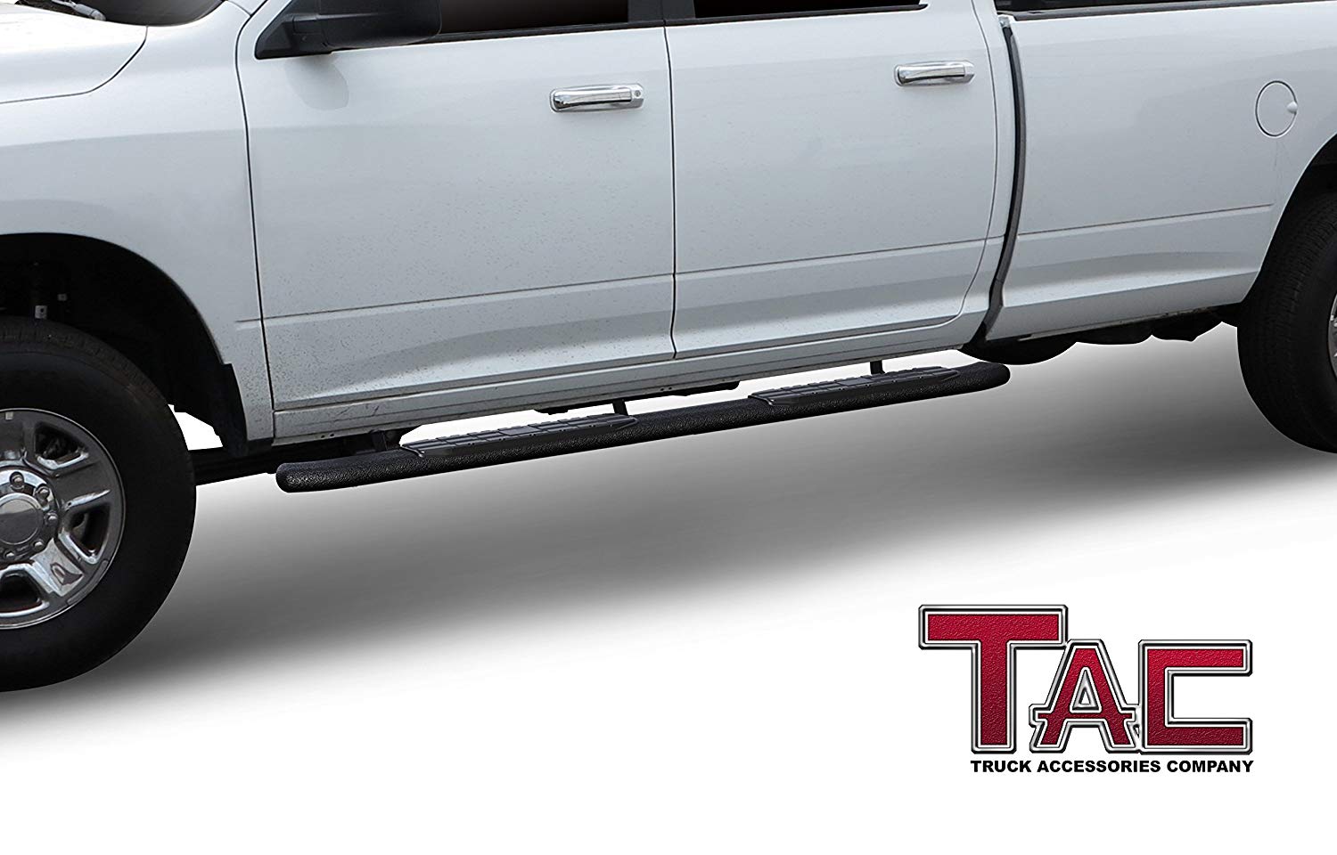 TAC Heavy Texture Black PNC Side Steps For 2009-2018 Dodge Ram 1500 (Incl. 2019-2024 Ram 1500 Classic) /2010-2025 Dodge Ram 2500 3500 4500 5500 Crew Cab (Incl. Chassis Cab Diesel models) Truck | Running Boards | Nerf Bars | Side Bars - 0