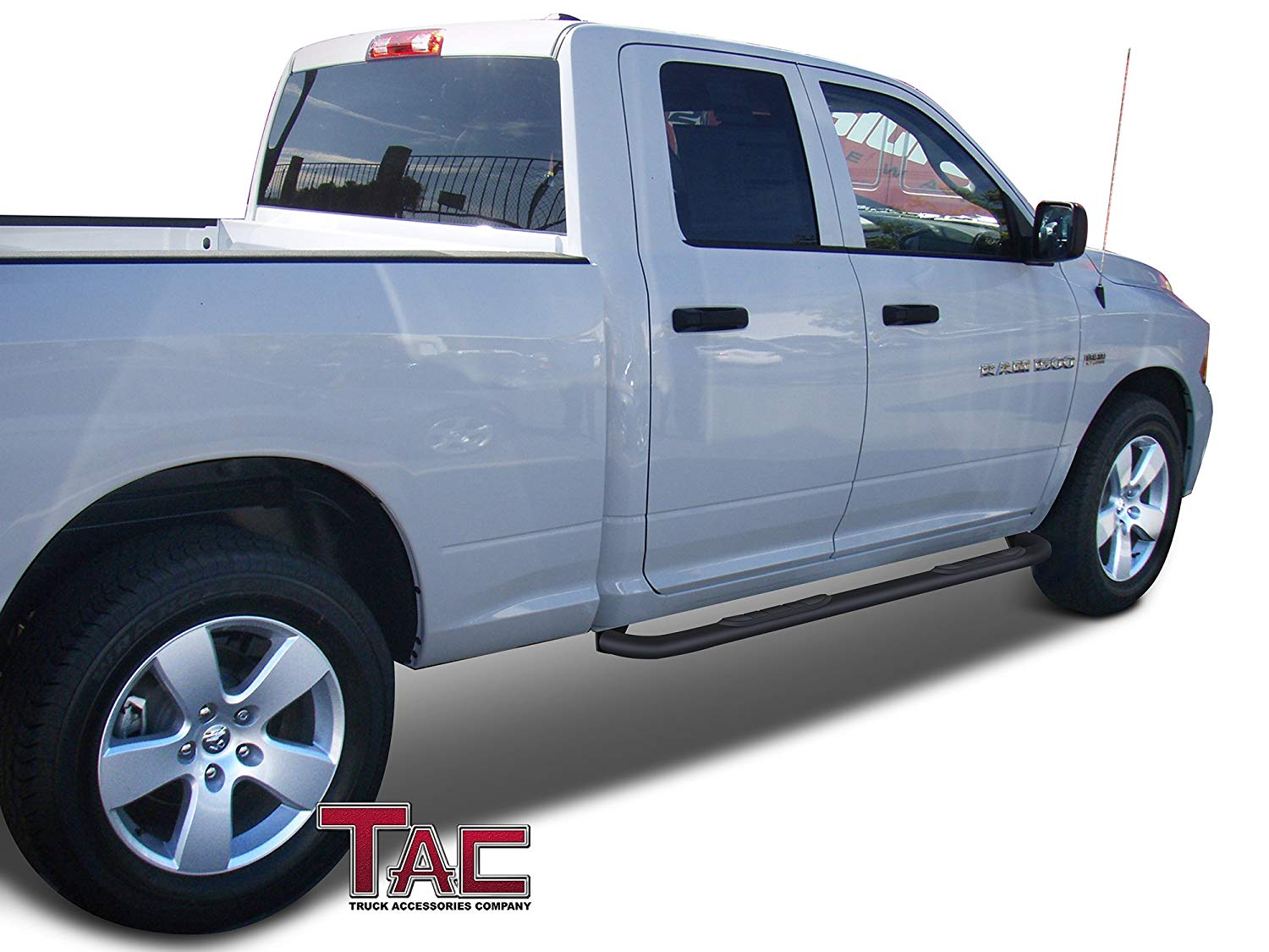 TAC 3" Gloss Black Side Steps Compatible with 2009-2018 Ram 1500 Quad Cab| 2019-2024 Ram 1500 Classic| Running Boards| Side Bars| Step Rails| Nerf Bars| Rocker Slider| Pickup Truck Accessories (2 PCS)