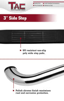 TAC 3" Stainless Steel Side Steps Compatible with 1999-2016 Ford F250/F350/F450/F550 Super Duty Super Cab| Running Boards| Side Bars| Step Rails| Nerf Bars| Rocker Slider| Pickup Truck Accessories (2 PCS)-5