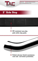 TAC 3" Stainless Steel Side Steps Compatible with 2007-2021 Toyota Tundra Double Cab| Running Boards| Side Bars| Step Rails| Nerf Bars| Rocker Slider| Pickup Truck Accessories (2 PCS)-5