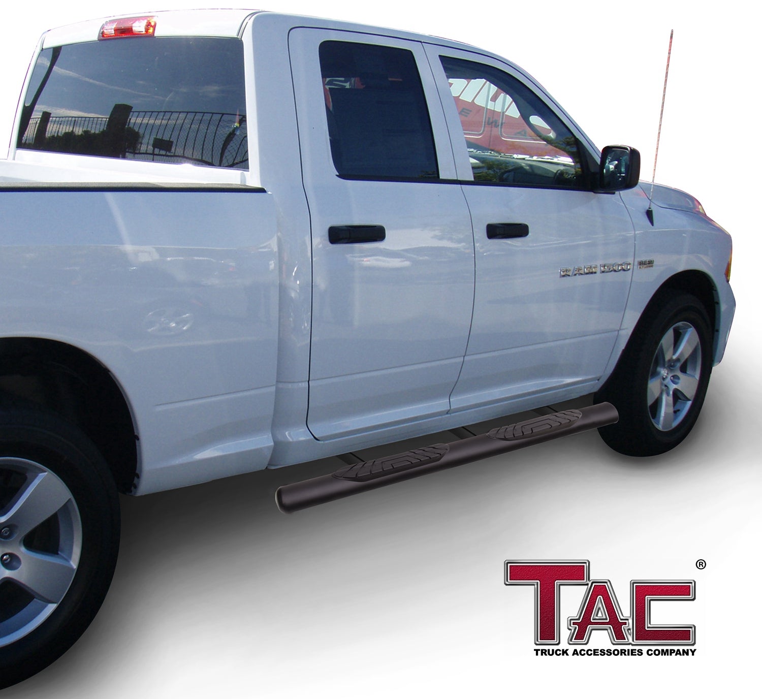 TAC Fine Texture Black 4" Side Steps for 2009-2018 Dodge Ram 1500 Quad Cab (Incl. 2019-2024 Ram 1500 Classic) Truck | Running Boards | Nerf Bar | Side Bar