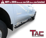 TAC Heavy Texture Black PNC Side Steps For 2019-2023 Chevy Silverado/GMC Sierra 1500 | 2020-2024 Chevy Silverado/GMC Sierra 2500/3500 Double Cab | Running Boards | Nerf Bars | Side Bars