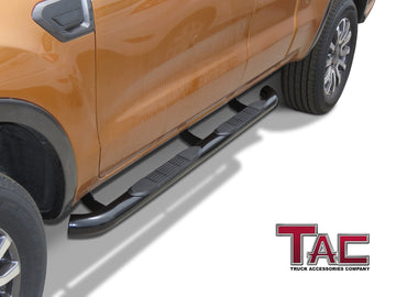 TAC 3" Gloss Black Side Steps Compatible with 2019-2023 Ford Ranger Super Cab| Running Boards| Side Bars| Step Rails| Nerf Bars| Rocker Slider| Pickup Truck Accessories (2 PCS) - 0