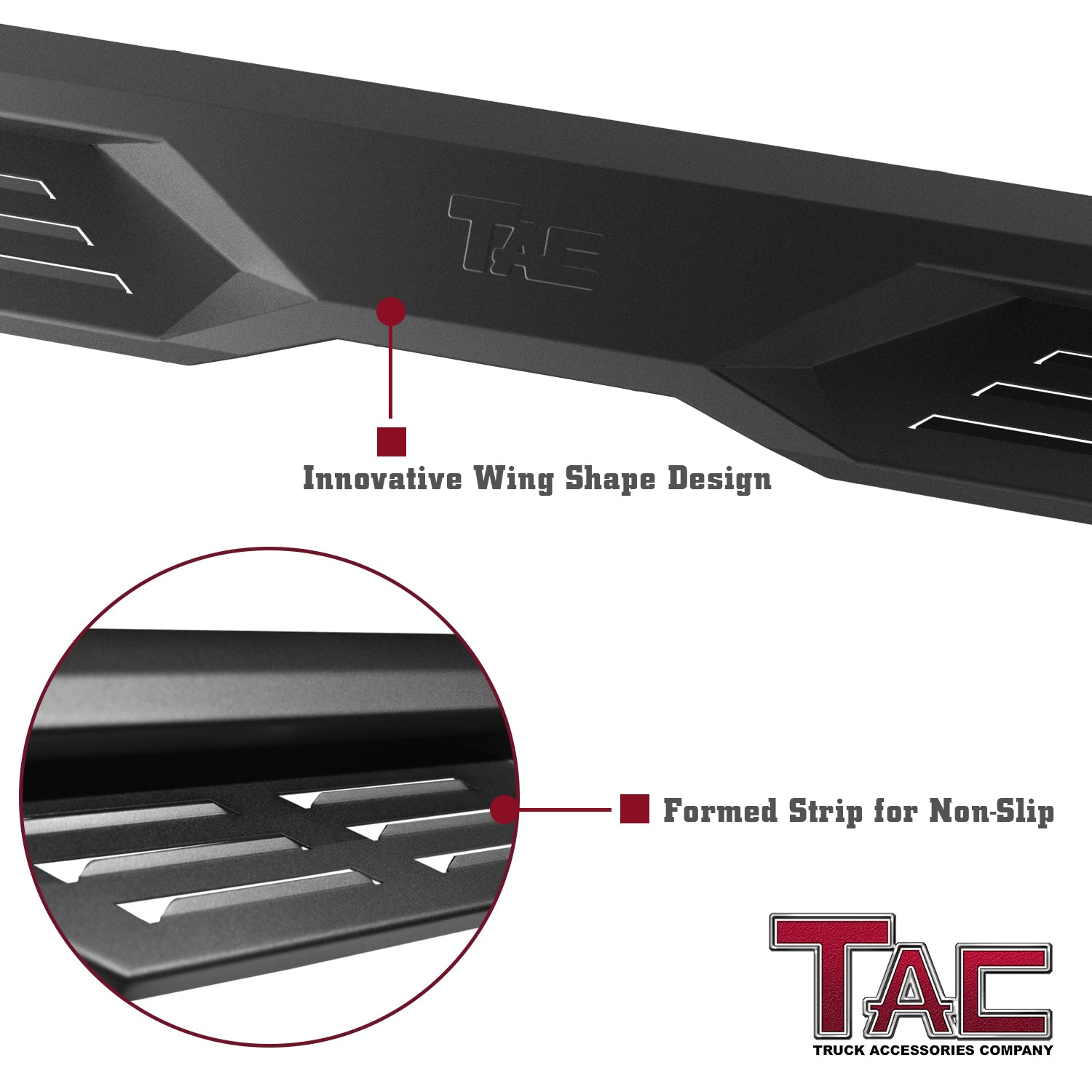 TAC Running Boards Fit 2005-2023 Toyota Tacoma Double Cab Defender Step Truck Pick Up Fine Texture Black 5" Drop Side Steps Nerf Bars Rock Slider Armor Off-Road Accessories  (2pcs)