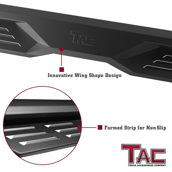 TAC Running Boards Fit 2005-2023 Toyota Tacoma Double Cab Defender Step Truck Pick Up Fine Texture Black 5” Drop Side Steps Nerf Bars Rock Slider Armor Off-Road Accessories  (2pcs)