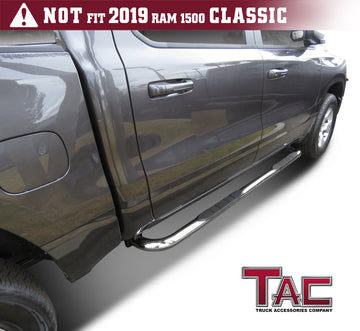 TAC 3" Stainless Steel Side Steps Compatible with 2019-2026 Ram 1500 Crew Cab(Excl. 2019-2024 Ram 1500 Classic)| Running Boards| Side Bars| Step Rails| Nerf Bars| Rocker Slider| Pickup Truck Accessories (2 PCS) - 0