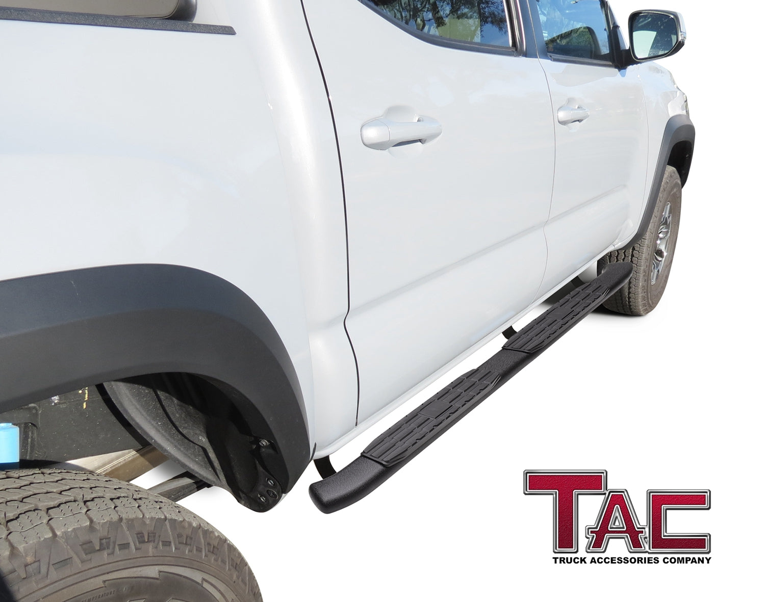 TAC Heavy Texture Black PNC Side Steps For 2005-2023 Toyota Tacoma Double Cab Truck | Running Boards | Nerf Bar | Side Bar - 0