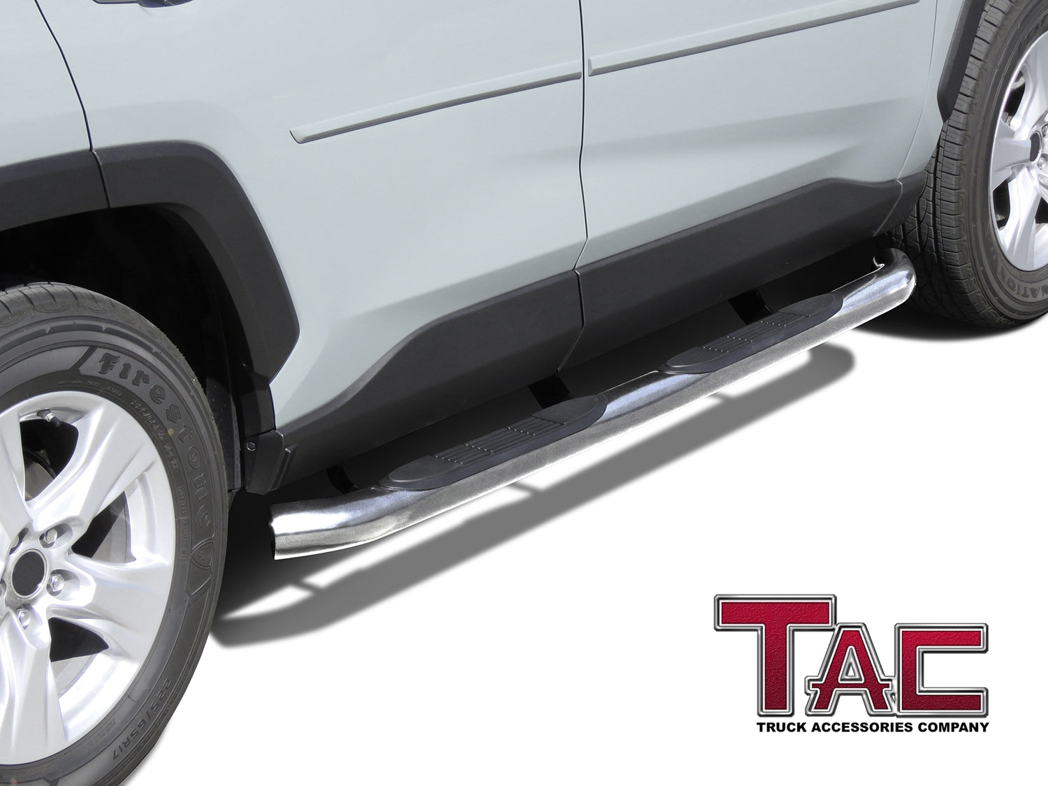 TAC 3" Stainless Steel Side Steps Compatible with 2019-2025 Toyota RAV4| Running Boards| Side Bars| Step Rails| Nerf Bars| Rocker Slider| Pickup Truck Accessories (2 PCS)