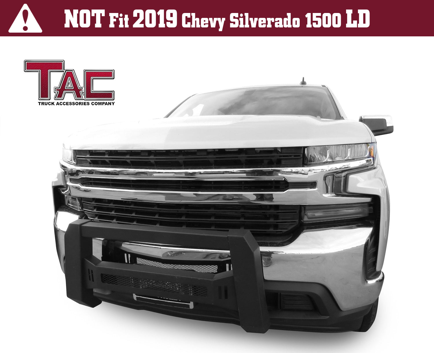TAC Predator Modular Bull Bar Mesh Version For 2019-2021 Chevy Silverado 1500 (Excl. 2019 Silverado 1500 LD/2022-2024 models with super cruise system & Incl. 2022 Silverado 1500 LTD Truck Front Bumper Brush Grille Guard Nudge Bar