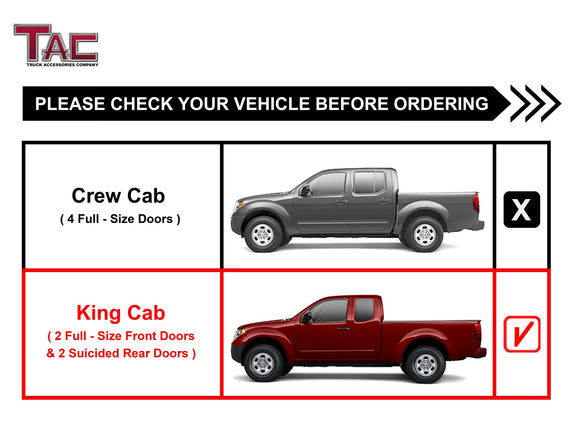 TAC 3" Gloss Black Side Steps Compatible with 2005-2025 Nissan Frontier King Cab|2005-2012 Suzuki Equator Extra Cab| Running Boards| Side Bars| Step Rails| Nerf Bars| Rocker Slider| Pickup Truck Accessories (2 PCS)