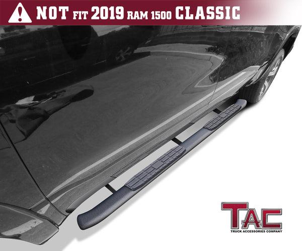 TAC Heavy Texture Black PNC Side Steps For 2019-2023 Dodge Ram 1500 Crew Cab (Excl. 2019-2023 RAM 1500 Classic) Truck | Running Boards | Nerf Bars | Side Bars