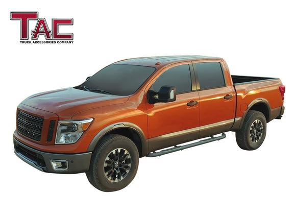 TAC 3" Texture Black Side Steps Compatible with 2004-2024 Nissan Titan Crew Cab | 2016-2024 Nissan Titan XD Crew Cab| Running Boards| Side Bars| Step Rails| Nerf Bars| Rocker Slider| Pickup Truck Accessories (2 PCS)