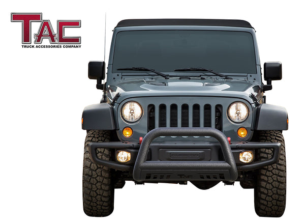 TAC Heavy Texture Black 3" Bull Bar for 2010-2018 Jeep Wrangler JK SUV Front Bumper Grille Guard Brush Guard Off Road Accessories