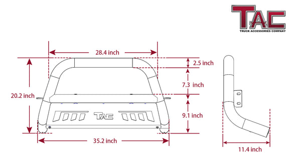 TAC Heavy Texture Black 3" Bull Bar for 2011-2021 Jeep Grand Cherokee (Incl.22 WK & Excl. Limited X, SRT, Summit, Trackhawk, L Model, High Altitude, 80th Anniversary) | 2011-2013 Dodge Durango SUV Front Bumper Grille Guard Brush Guard Off Road Accessories
