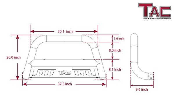 TAC Heavy Texture Black 3" Bull Bar for 2015-2022 Chevy Colorado (Exclude ZR2) / GMC Canyon Pickup Truck Front Bumper Brush Grille Guard Nudge Bar