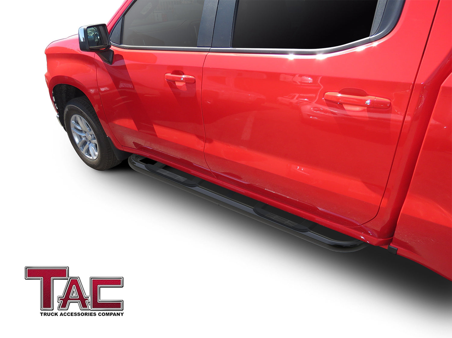 TAC 3" Gloss Black Side Steps Compatible with 2019-2025 Chevy Silverado/GMC Sierra 1500 | 2020-2025 Chevy Silverado/GMC Sierra 2500/3500 Crew Cab| Running Boards| Side Bars| Step Rails| Nerf Bars| Rocker Slider| Pickup Truck Accessories (2 PCS)