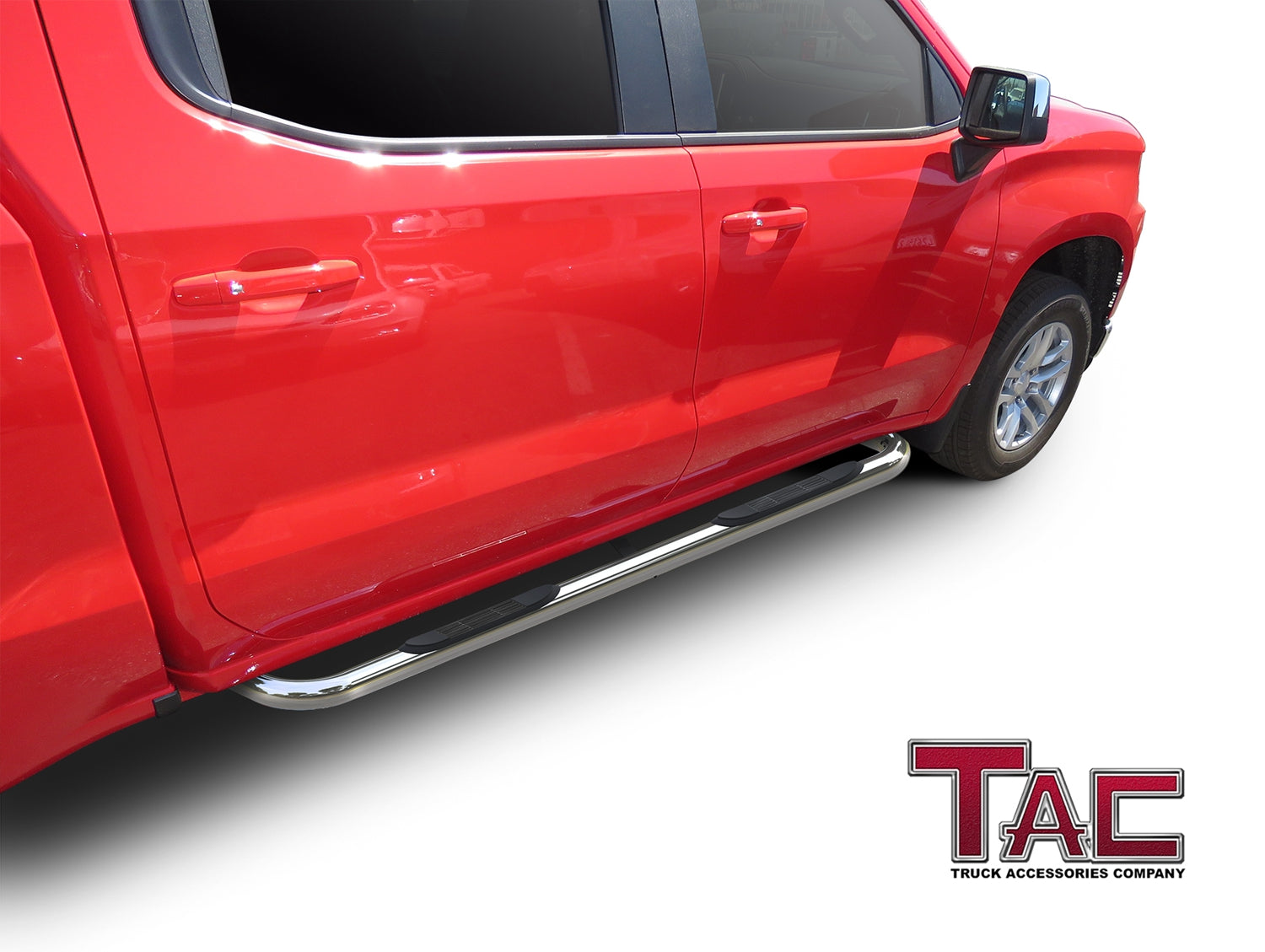 TAC 3" Stainless Steel Side Steps Compatible with 2019-2025 Chevy Silverado/GMC Sierra 1500 Crew Cab | 2020-2025 Chevy Silverado/GMC Sierra 2500/3500 Crew Cab| Running Boards| Side Bars| Step Rails| Nerf Bars| Pickup Truck Accessories (2 PCS)