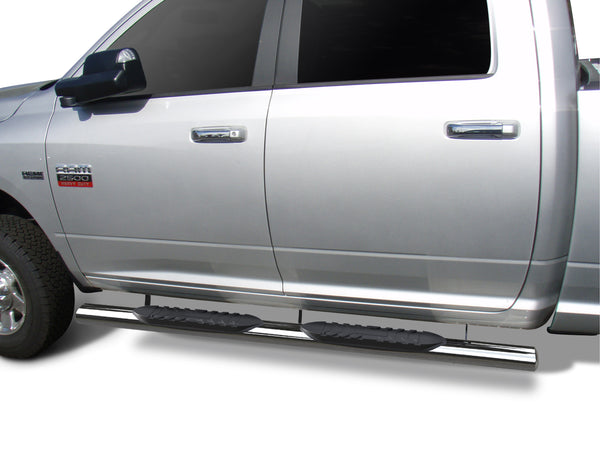 TAC Stainless Steel 5" Oval Straight Side Steps For 2009-2018 Dodge Ram 1500 Crew Cab (Incl. 2019-2023 Ram 1500 Classic) / 2010-2023 Dodge Ram 2500/3500/4500/5500 Crew Cab (Incl. Chassis Cab Diesel models) | Running Boards | Nerf Bar | Side Bar