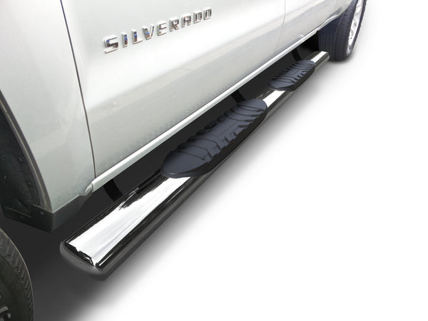 TAC Stainless Steel 5" Oval Straight Side Steps For 2019-2024 Chevy Silverado/GMC Sierra 1500 Crew Cab | 2020-2024 Chevy Silverado/GMC Sierra 2500/3500 Crew Cab Truck| Running Boards | Nerf Bar | Side Bar