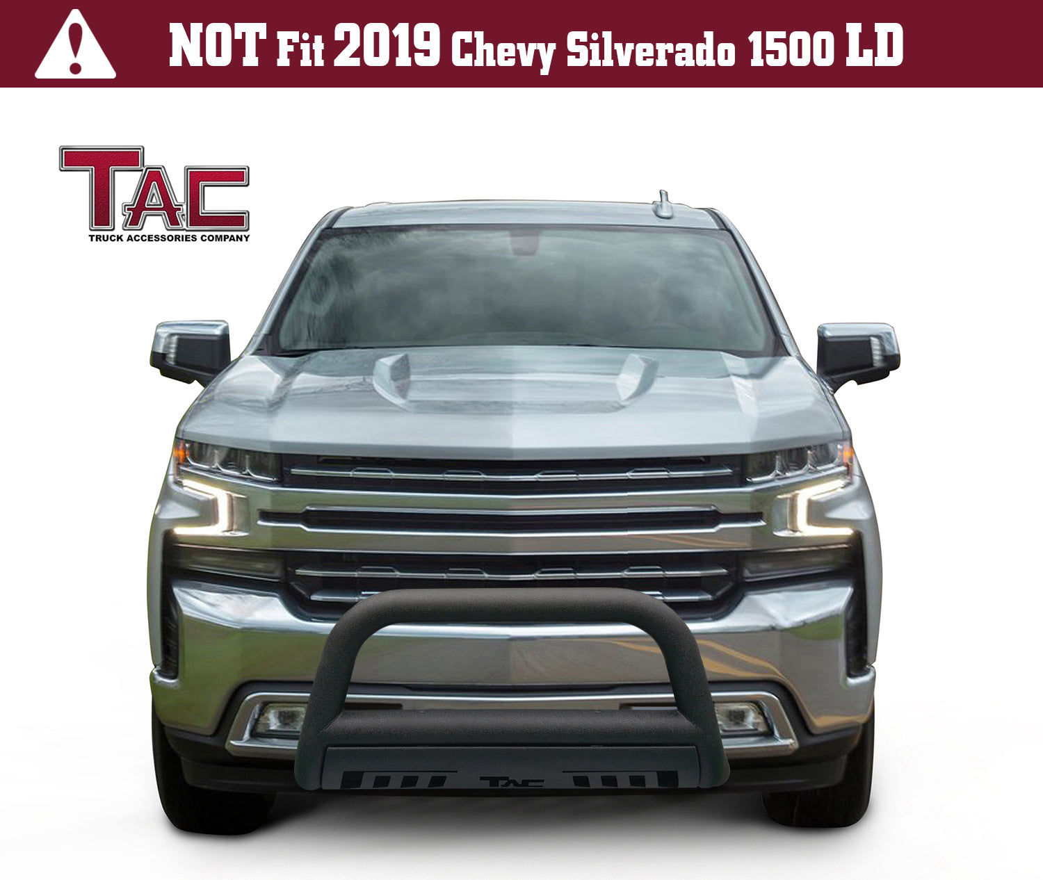 TAC Heavy Texture Black 3" Bull Bar For 2019-2025 Chevy Silverado 1500 Excl. 2019 Silverado 1500 LD / 2022-2024models with Super Cruise System ) Pickup Truck Front Bumper Brush Grille Guard Nudge Bar - 0