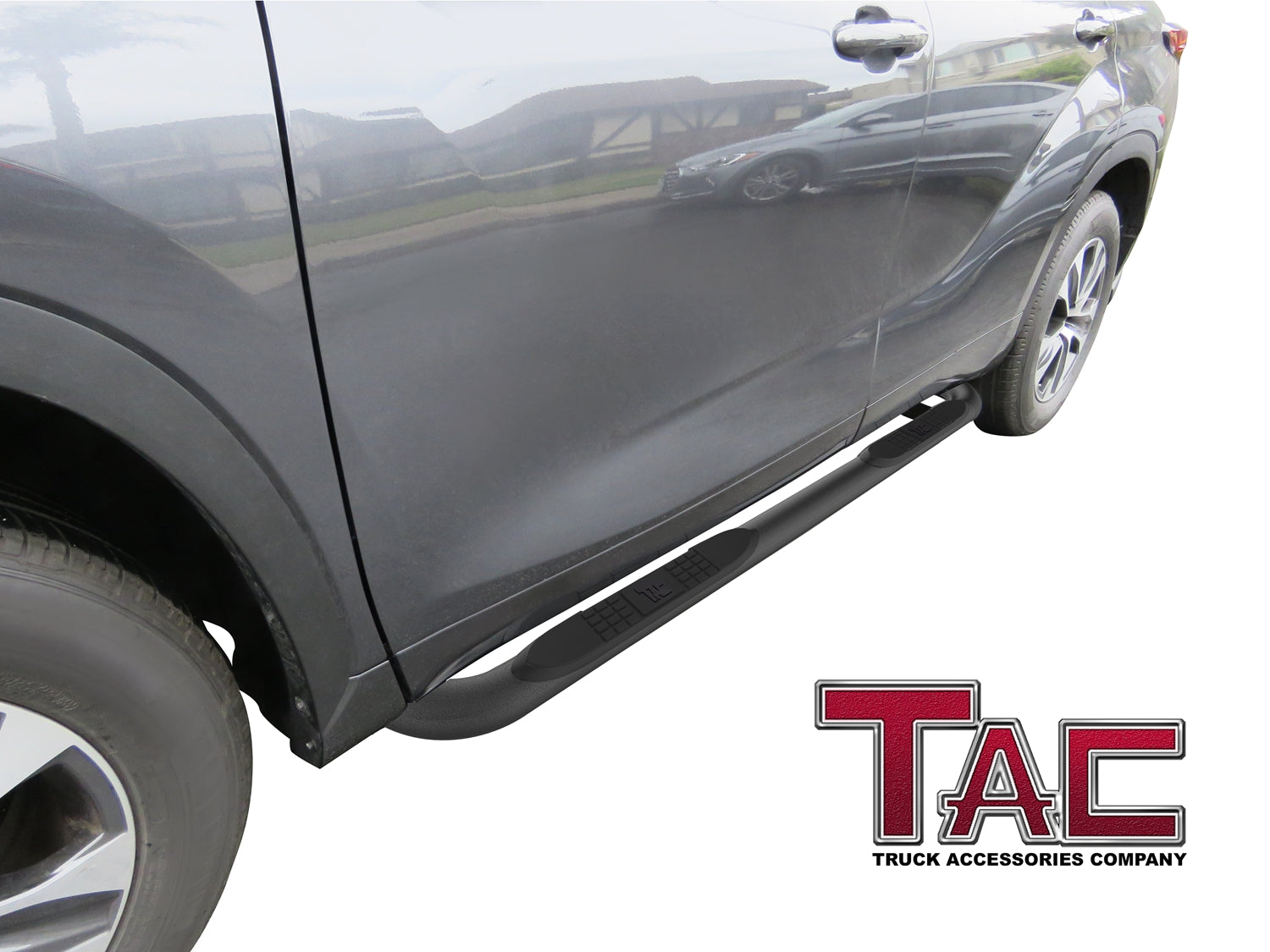 TAC 3" Texture Black Side Steps Compatible with 2020-2024 Toyota Highlander (Exclude Hybrid)| Running Boards| Side Bars| Step Rails| Nerf Bars| Rocker Slider| SUV Accessories (2 PCS) - 0