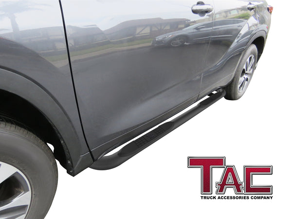 TAC Heavy Texture Black 3" Side Steps for 2020-2023 Toyota Highlander (Exclude Hybrid) SUV | Running Boards | Nerf Bars | Side Bars