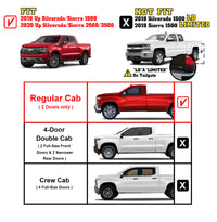 TAC Gloss Black 3" Side Steps For 2019-2023 Chevy Silverado/GMC Sierra 1500 Regular Cab | 2020-2024 Chevy Silverado/GMC Sierra 2500/3500 Regular Cab | Running Boards | Nerf Bar | Side Bar