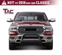 TAC Gloss Black 3” Bull Bar For 2019-2023 Dodge Ram 1500 (Excl. Rebel & TRX Trim, 2019-2023 RAM 1500 Classic and 2020-2022 Ram 1500 Diesel Models) Truck with Skid Plate Front Bumper Brush Grille Guard Nudge Bar
