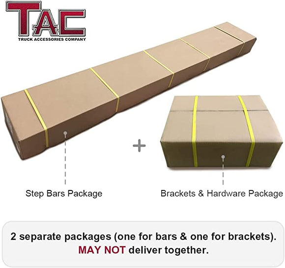 TAC Fine Texture Frigate Running Boards for 2019-2025 Chevy Silverado/GMC Sierra 1500 | 2020-2025 Silverado/Sierra 2500/3500 HD Crew Cab Truck | Side Steps | Nerf Bars | Side Bars